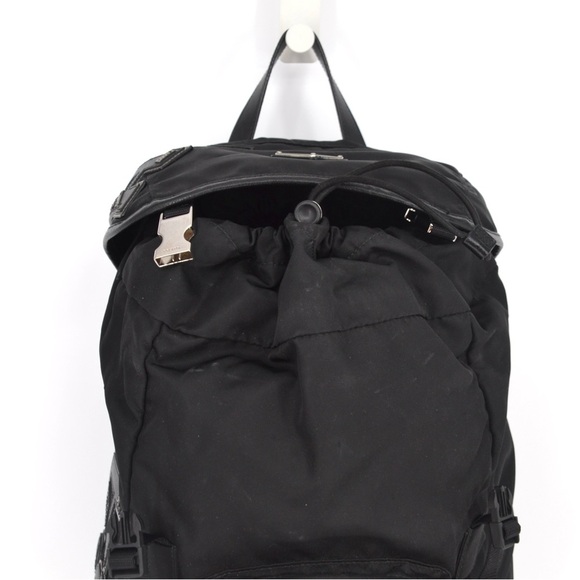 PRADA Embroidered Logo Applique Nylon Backpack In Black Travel - Picture 10 of 15